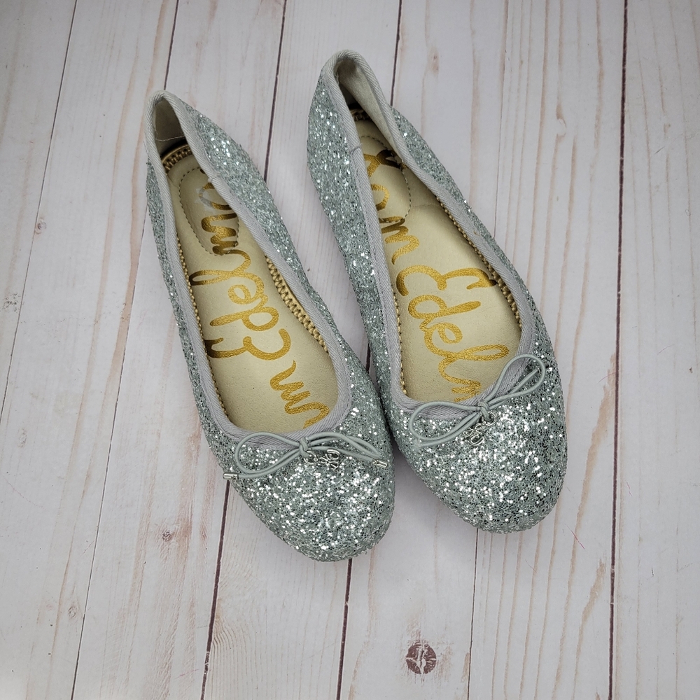 Sam Edelman Kids Silver Sparkle Ballet Shoes - Picture 2 of 5